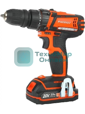 Дрель-шуруповерт Patriot BR 203UES, 20 В, 2 Ач, 30 Нм, щеточный