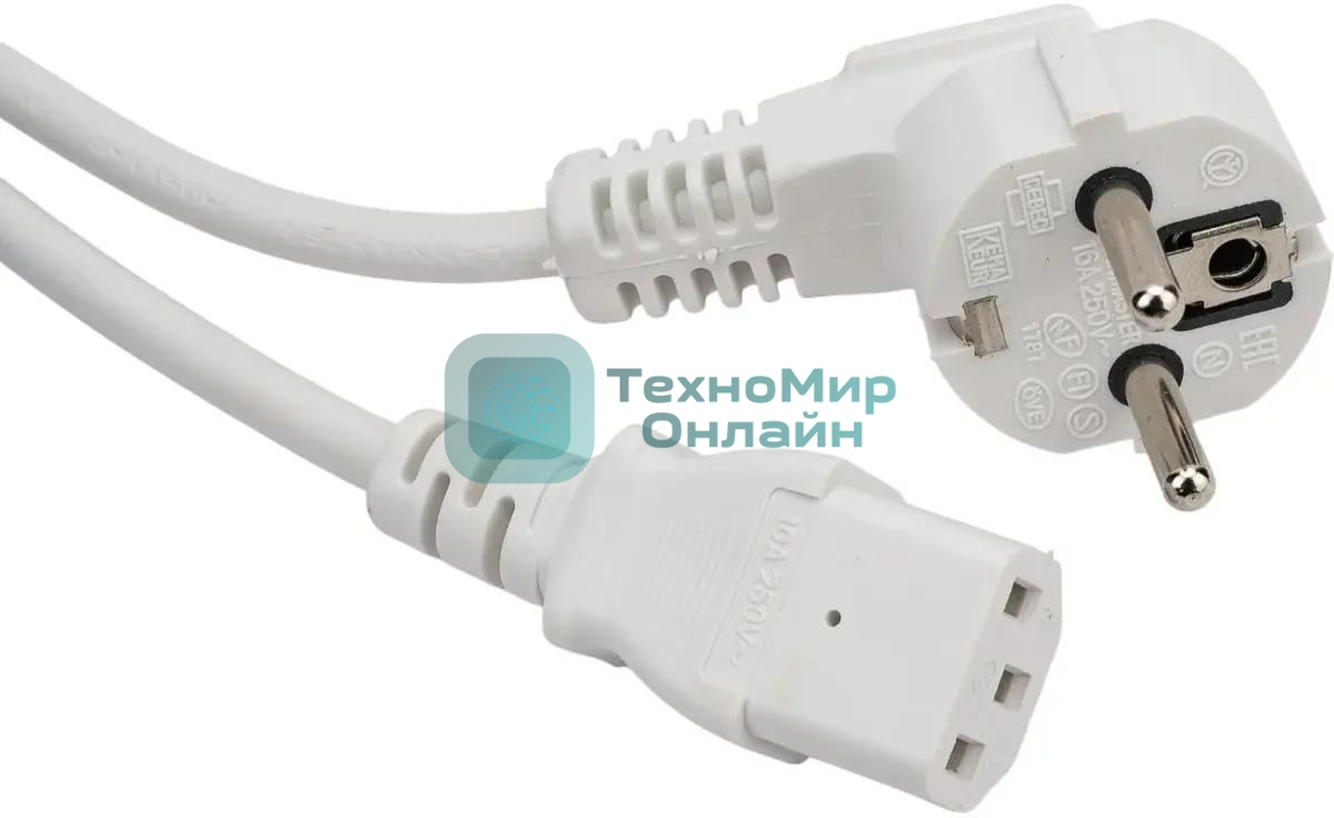 Шнур питания Lanmaster LAN-PP13/SHA-1.0-WH C13-Schuko проводник.:3x0.75мм2 1м 220В 10А белый