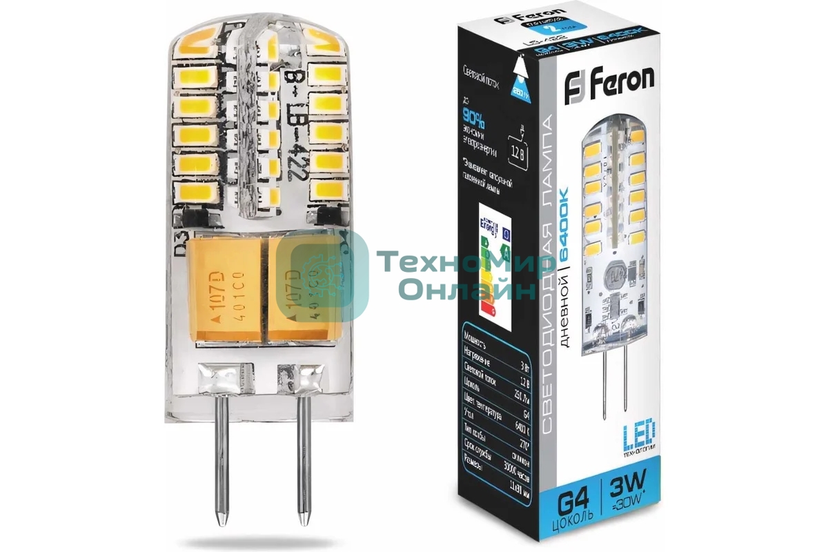 Лампа светодиодная Feron LB-422 3вт 12в G4 дневной капсульная