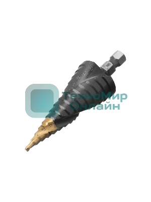 Сверло ступенчатое Denzel 4-6-8-10-12-14-16-18-20-22-24-26-28-30-32 мм, Р6М5, 6-гр. хвостовик