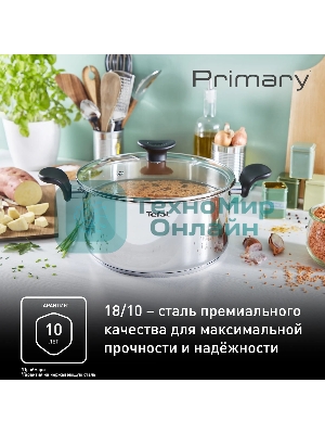 Кастрюля Tefal Primary E3084674 5.2 л. d=24 см (с крышкой) стальной (2100120958)
