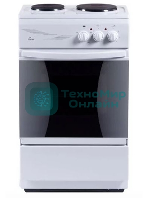Плита электрическая Flama CE 3201 W белый, конфорок 2 шт, духовка 30 л, 50 см x 85 см x 36 см