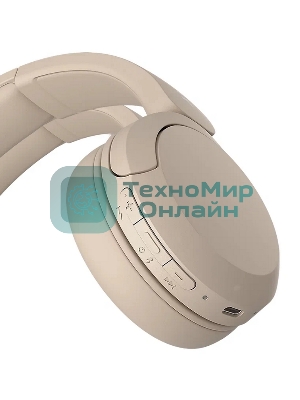 Беспроводные наушники Sony WH-CH520 бежевый, накладные, Bluetooth, быстрая зарядка, до 50 ч