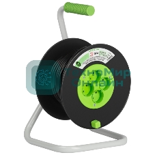 Удлинитель силовой ЭРА GREEN LINE KAT-2x1.5-30m Greenline на катушке пластик 4 розетки без заземления 30м ПВС 2x1.5мм2