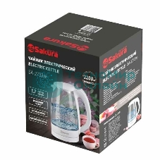 Чайник электрический Sakura SA-2733W белый, 1,7 л., 2200 Вт