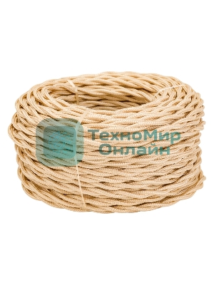 Провод ретро Bironi B1-424-719-50 2х1.5 матовый, песочное золото (уп. 50 м)