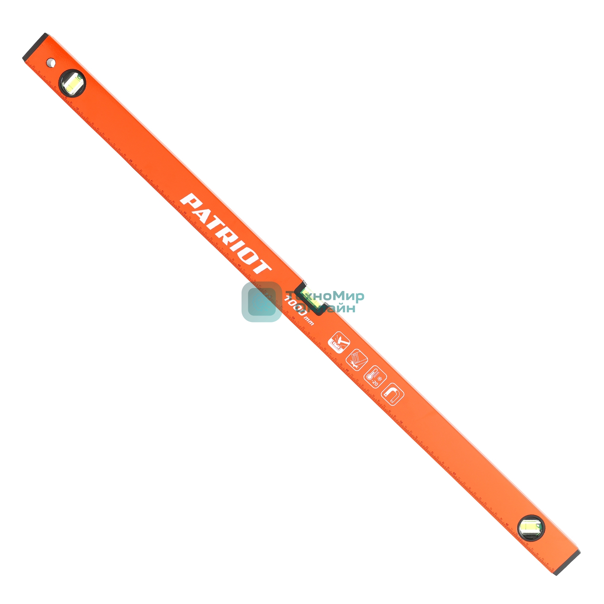 Уровень PATRIOT LRP-1000, магнитный, алюминиевый фрезерованный, усиленный, 1000мм