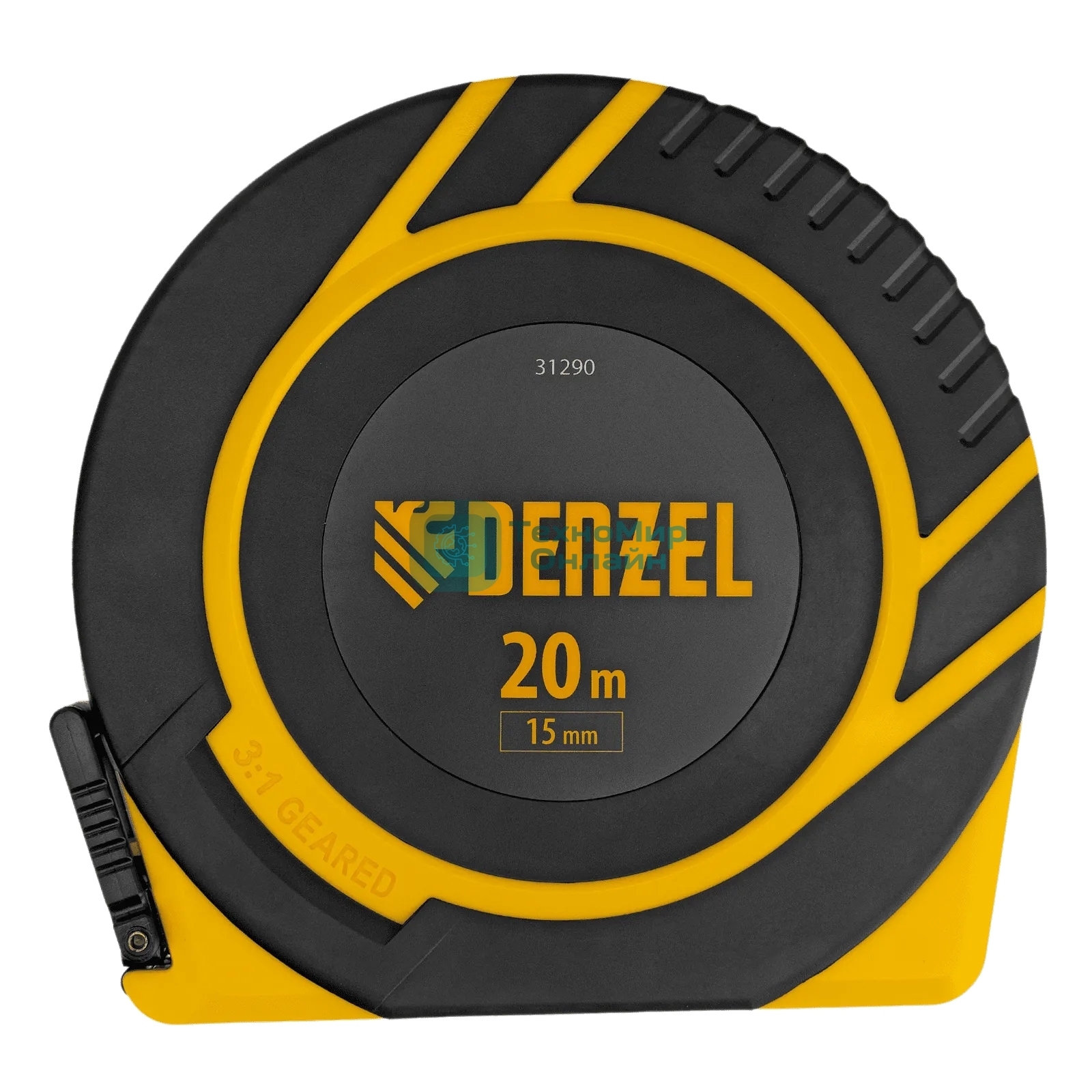 Рулетка геодезическая Denzel 20 м х 15 мм, закрытый корпус, фиберглассовая лента