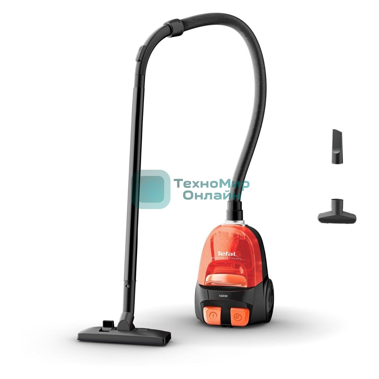 Пылесос Tefal MICRO SPACE CYCLONIC TW3235EA оранжевый/черный, 350/1600 Вт, уборка сухая, пылесборник контейнер 1 л
