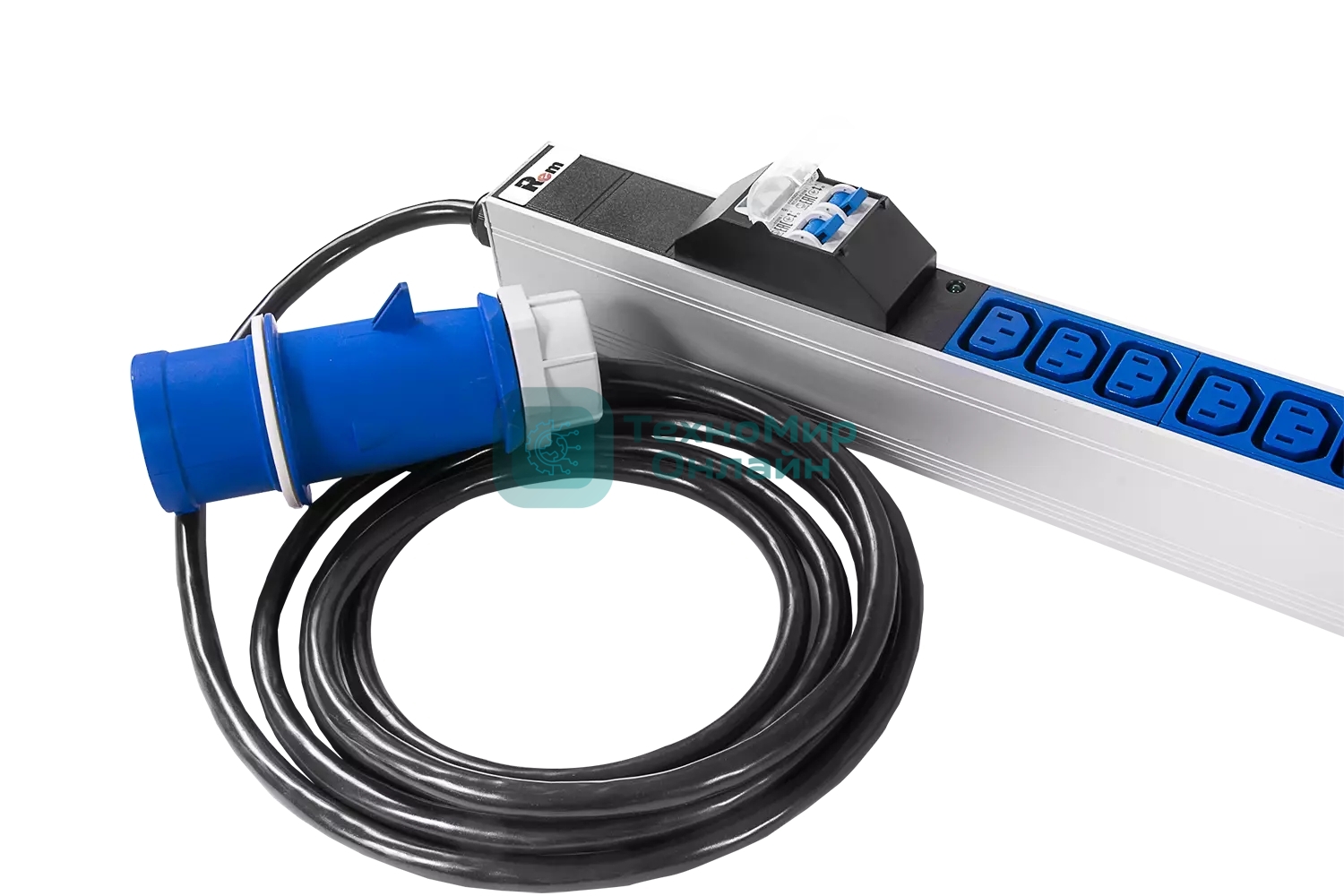 Блок силовых розеток Rem Rem-32, IEC 60320 С13 х 36, IEC 60320 С19 х 6, вход IEC 309, шнур 3 м, 1 863мм, однофазный 32А, автомат + индикатор, серый, 2