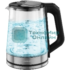 Чайник электрический Starwind SKG2112 2 л, 1800 Вт, черный/прозрачный корпус: стекло