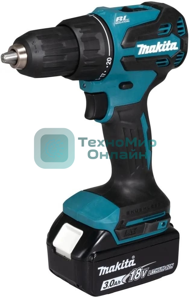 Дрель-шуруповерт Makita DHP490SF1J, 18 В, 3 Ач, 50 Нм,  бесщеточный, ударный