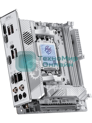 Материнская плата MSI MPG X870I EDGE TI EVO WIFI, AM5, AMD X870, 2xDDR5 (до 128 ГБ), 2xSATA, 3xM.2 (1xPCIe 5.0, 2xPCIe 4.0), 1xPCIe 5.0 x16, 1xHDMI, 1x5Gb LAN, Wi-Fi 7, Bluetooth 5.4, 2xUSB-C 40Gbps (USB4), 1xUSB-C 10Gbps, 5xUSB-A 10Gbps, 3x3.5 мм + S/PDIF оптический, 7.1, белый/серебристый, Mini-ITX
