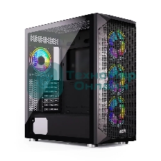 Компьютерный корпус ABR Quantum черный (1хUSB Type-C, 2хUSB 2.0, HD Audio, 4xRGb Fan, ATX, E-ATX)