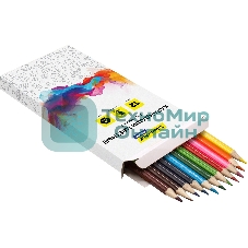 Карандаши цветные Silwerhof Color 2.8мм, шестигранный профиль, дерево, ассорти, 12 цветов, коробка с европодвесом