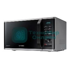 Микроволновая печь Samsung MG23K3515AS/BW серебристый/черный, 23 л, 800 Вт, переключатели - кнопки, поворотный механизм