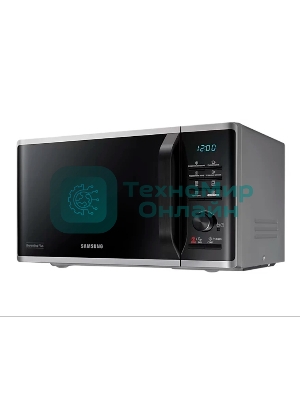 Микроволновая печь Samsung MG23K3515AS/BW серебристый/черный, 23 л, 800 Вт, переключатели - кнопки, поворотный механизм