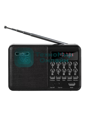 Радиоприемник цифровой Perfeo PALM FM+ 87.5-108МГц/MP3/питание USB или 18650/черный (i90-BL)