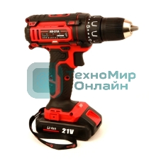 Дрель-шуруповерт Edon AD-21A, 21 В, 2 Ач, 30 Нм, щеточный