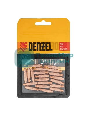 Токосъемный наконечник под проволоку Denzel 1,2 мм, М6х28, E-CU, 20 шт для MIG горелки тип 24