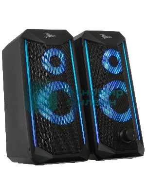 Акустическая система 2.0 Qumo Tornado AS008, 15 ВТ, объемное звучание, управляемая многорежимная RGb подсветка, USB/Jack 3,5мм
