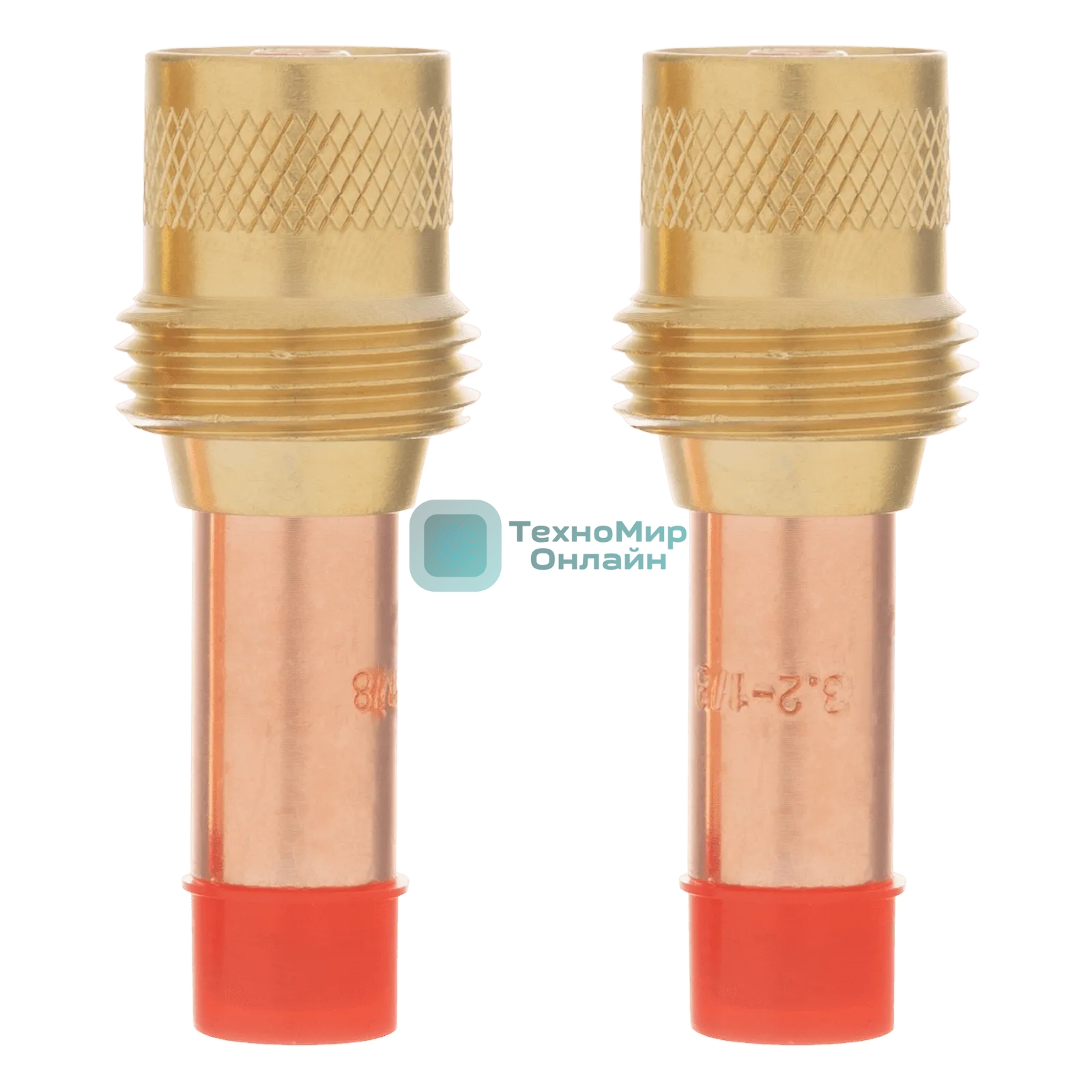 Держатель цанги Denzel с газовой линзой для электрода 2,4 мм, 2 шт