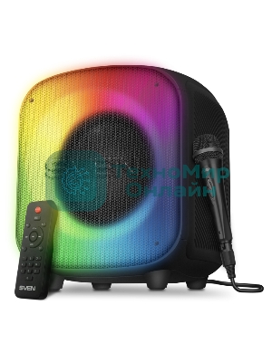 Портативная колонка SVEN PS-555, черный, 65 Вт (RMS), Bluetooth, USB, microSD, пульт