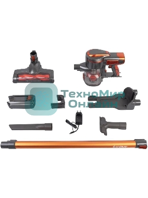 Пылесос вертикальный Endever SkyClean VC-301 черный/оранжевый, питание от аккумулятора, 75 Вт, уборка сухая, пылесборник 0,8 л