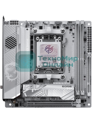 Материнская плата MSI MPG X870I EDGE TI EVO WIFI, AM5, AMD X870, 2xDDR5 (до 128 ГБ), 2xSATA, 3xM.2 (1xPCIe 5.0, 2xPCIe 4.0), 1xPCIe 5.0 x16, 1xHDMI, 1x5Gb LAN, Wi-Fi 7, Bluetooth 5.4, 2xUSB-C 40Gbps (USB4), 1xUSB-C 10Gbps, 5xUSB-A 10Gbps, 3x3.5 мм + S/PDIF оптический, 7.1, белый/серебристый, Mini-ITX