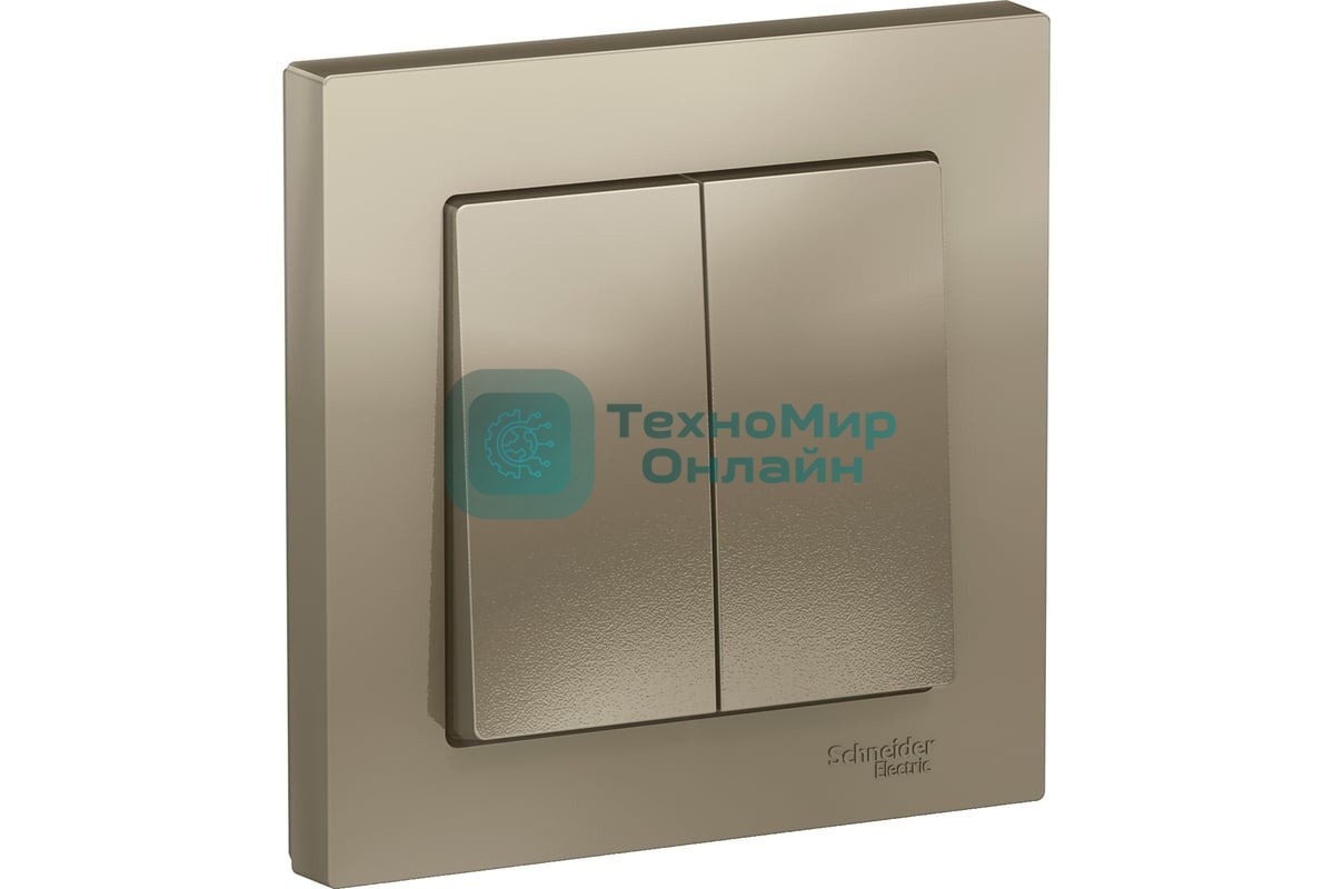 Выключатель 2-кл. СП AtlasDesign 10А IP20 (сх. 5) 10AX в сборе шампань SchE ATN000552