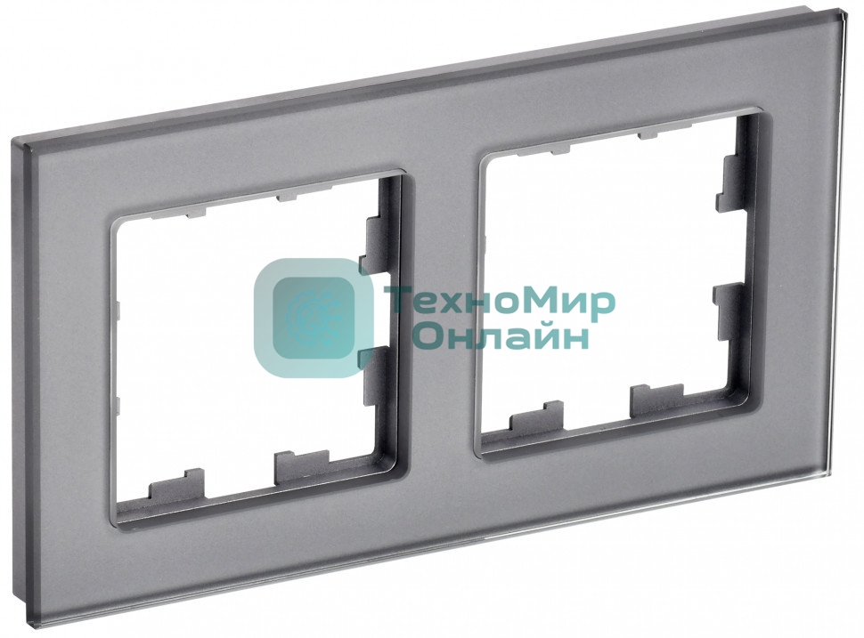 Рамка 2-местная IEK BRITE РУ-2-2-БрСе стекло серый