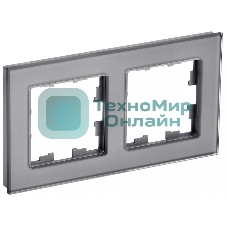 Рамка 2-местная IEK BRITE РУ-2-2-БрСе стекло серый