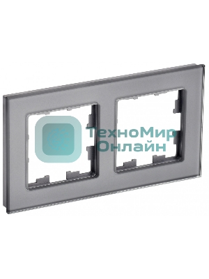 Рамка 2-местная IEK BRITE РУ-2-2-БрСе стекло серый