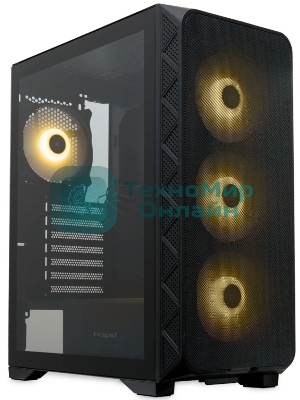 Компьютерный корпус HSPD M521, Mesh Mid Tower, черный, slide TG, 0.45 SPCC, 4x120мм ARGb ATX, mATX, mITX 160/330/184мм 2x2.5