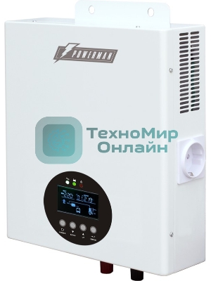 Источник бесперебойного питания ИБП POWERMAN Smart 800 HYBRID, линейно-интерактивный, 800ВА/480Вт, 165-265В, 2 евророзетки, внешняя свинцово-кислотная (AGM, GEL, FB) или LiFePO4 батарея на 12В емкостью от 55Ач (не входит в комплект поставки), ток заряда до 15А, ЖК-дисплей, навесной, 310мм х 270мм х 85мм, 6.6кг.