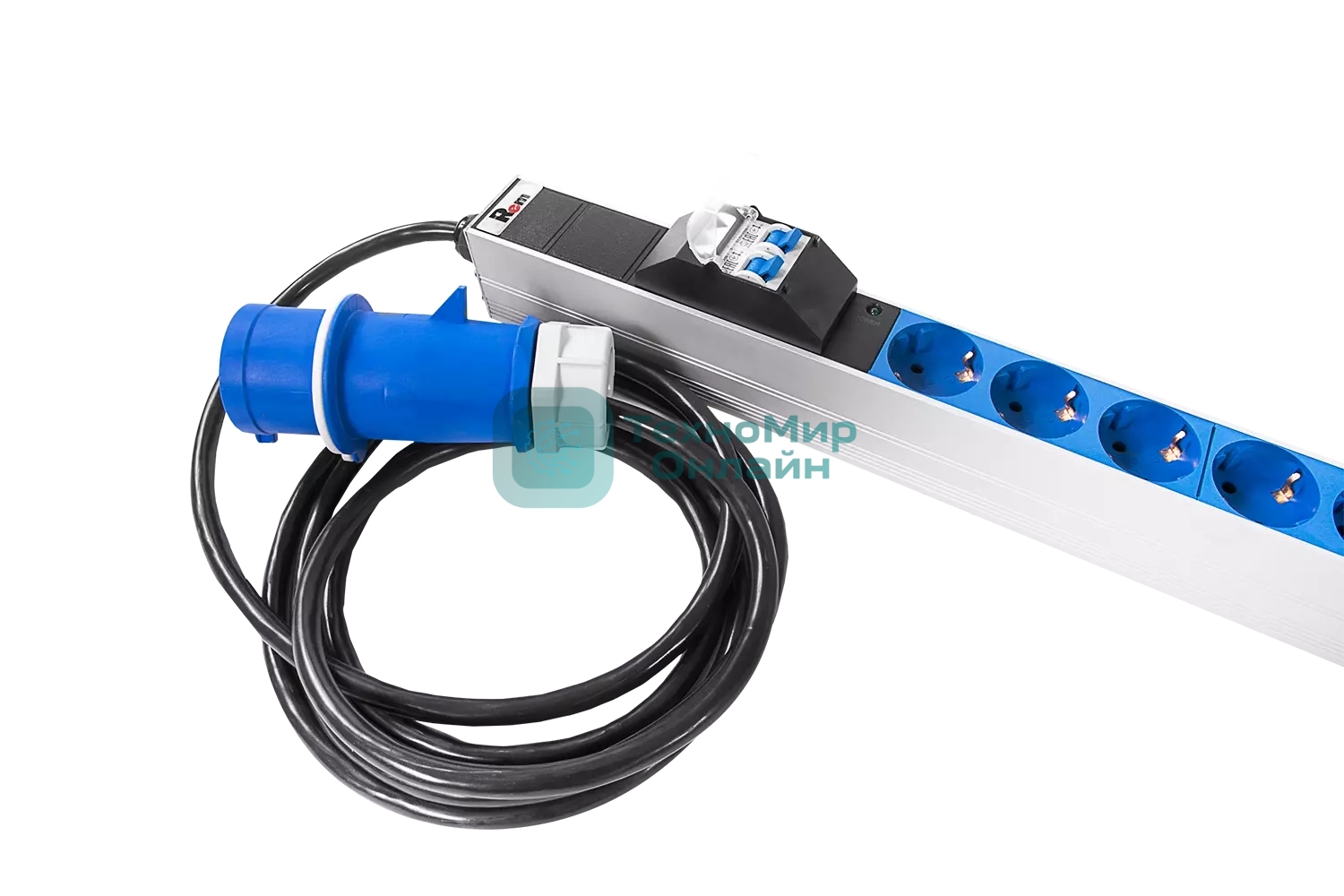 Блок силовых розеток Rem Rem-32, IEC 60320 С13, IEC 60320 С19 х 16, Shuko х 10, вход IEC 309, шнур 3 м, 1 463мм, однофазный 32А, автомат + индикатор, 