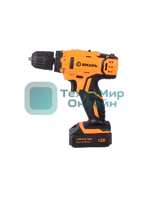 Дрель-шуруповерт Вихрь ДА-12-2к, 12 В, 2 Ач, 30 Нм, щеточный
