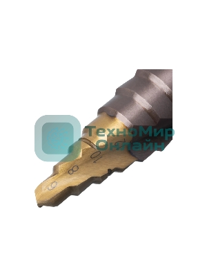 Сверло ступенчатое Denzel 6-8-10-12-14-16-18-20-22-24-26-28-30 мм, Р6М5К5, 6-гр. хвостовик