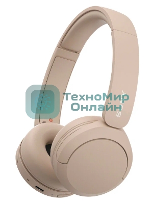 Беспроводные наушники Sony WH-CH520 бежевый, накладные, Bluetooth, быстрая зарядка, до 50 ч