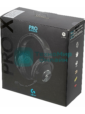 Гарнитура Logitech G PRO X чёрный, беспроводная, USB, подвижный микрофон, отсоединяемый кабель 2 м