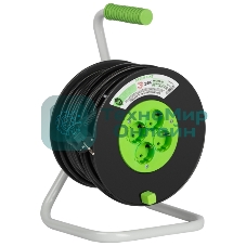 Удлинитель силовой ЭРА GREEN LINE KAT-3x1.5-50m Greenline на катушке пластик 4 розетки с заземлением 50 м ПВС 3x1.5 мм2