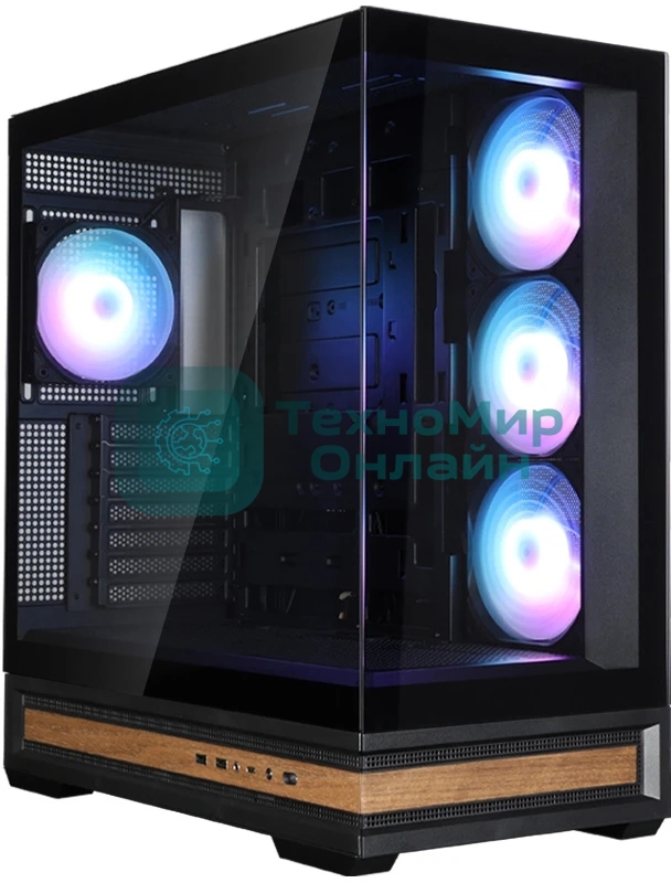 Компьютерный корпус ZALMAN P40 NAMU, ATX, черный, WINDOW, WOODEN ELEMENTS, 2xCombo(2.5” or 3.5”), 1xUSB TYPE-C, 2xUSB 3.0, SIDE 3x120мм ARGb, REAR 1x120мм ARGb