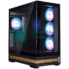 Компьютерный корпус ZALMAN P40 NAMU, ATX, черный, WINDOW, WOODEN ELEMENTS, 2xCombo(2.5” or 3.5”), 1xUSB TYPE-C, 2xUSB 3.0, SIDE 3x120мм ARGb, REAR 1x120мм ARGb