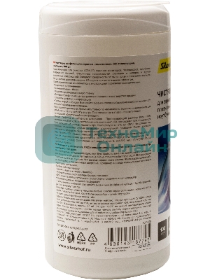 Салфетки Silwerhof DAILY для экранов мониторов/плазменных/ЖК телевизоров/ноутбуков туба 100 шт влажных