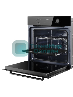 Духовой шкаф Kuppersberg HO 606 P Black line, High-Tech, 78 л, поворотное управление, утапливаемые переключатели, дисплей, таймер, 6 режимов, макс. температура 310 градусов, телескопические направляющие (на 1 уровень), цвет черный, цвет фурнитуры черный