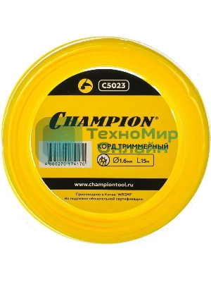 Леска для садовых триммеров Champion C5023 d=1.6мм L=15м
