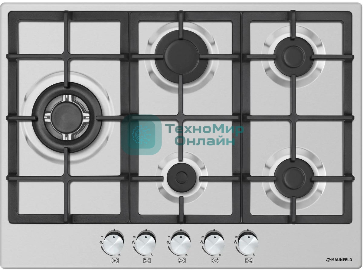 Газовая варочная панель Maunfeld EGHS.75.33CS/G, 5 конфорок, нержавеющая сталь, серебристый