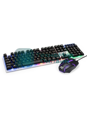 Комплект клавиатура+мышь ExeGate MK140 проводной, USB, 1000 DPI, чёрный/белый