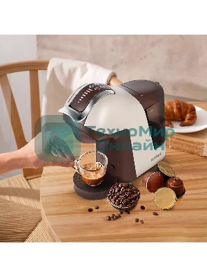 Кофеварка капсульная Kitfort КТ-7448 коричневый/бежевый, исп. кофе - капсулы/молотый, 1 л, 1400 Вт, 19 Бар.