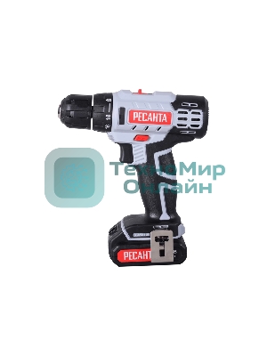 Дрель-шуруповерт Ресанта ДА-14-2Л, 14,4 В, 2 Ач, 45 Нм, щеточный